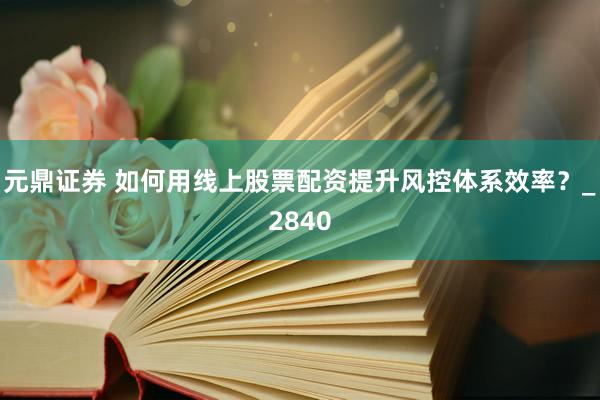 元鼎证券 如何用线上股票配资提升风控体系效率？_2840
