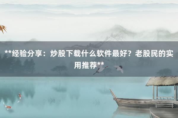 **经验分享：炒股下载什么软件最好？老股民的实用推荐**