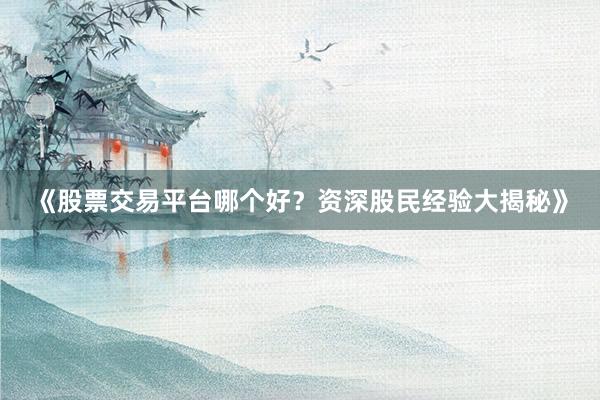 《股票交易平台哪个好？资深股民经验大揭秘》