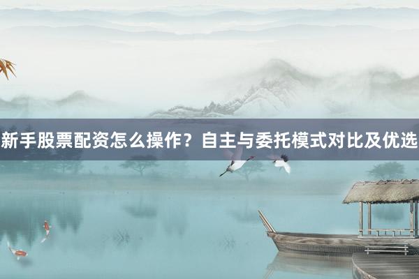 新手股票配资怎么操作？自主与委托模式对比及优选
