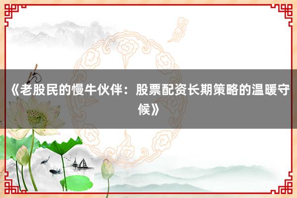 《老股民的慢牛伙伴：股票配资长期策略的温暖守候》