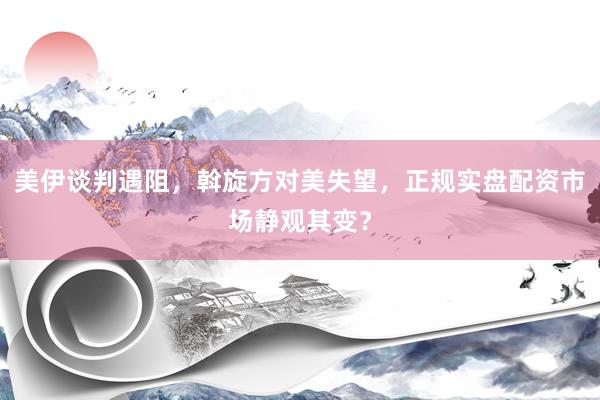 美伊谈判遇阻，斡旋方对美失望，正规实盘配资市场静观其变？