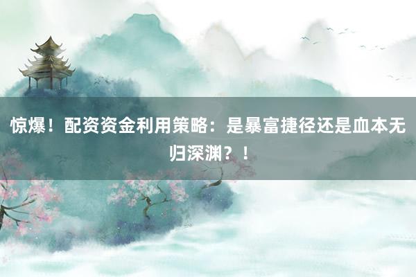 惊爆！配资资金利用策略：是暴富捷径还是血本无归深渊？！