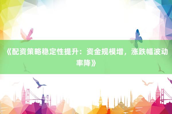 《配资策略稳定性提升：资金规模增，涨跌幅波动率降》