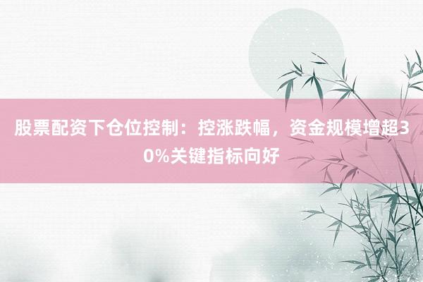 股票配资下仓位控制：控涨跌幅，资金规模增超30%关键指标向好