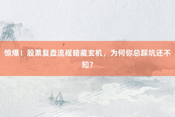 惊爆！股票复盘流程暗藏玄机，为何你总踩坑还不知？